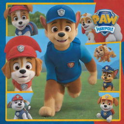 Adapt the chosen photo from the gallery into an exciting Paw Patrol-themed invitation for a 7th birthday party.