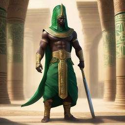 Create a concept art of an African Egyptian warrior