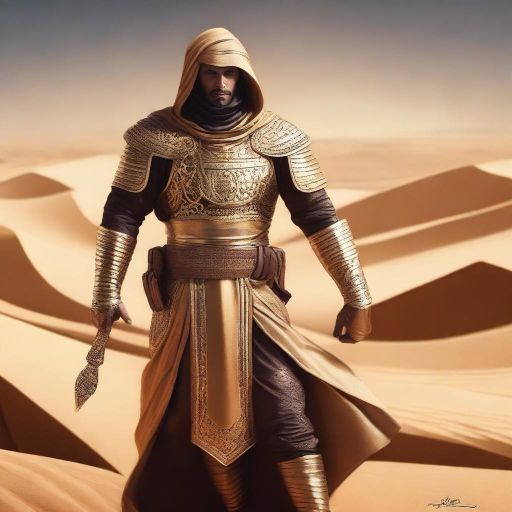 Create a concept art of an Arabic warrior