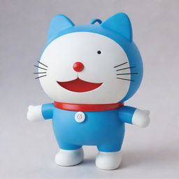 Doraemon, a cute robotic cat from a popular Japanese Manga, with his iconic blue color, red nose, pouch and 4D gadget pocket.