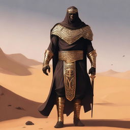 Create a concept art of a dark-skinned Arabic warrior