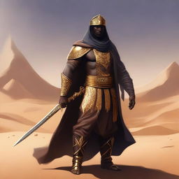 Create a concept art of a dark-skinned Arabic warrior