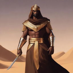 Create a concept art of a brown-skinned Arabic warrior