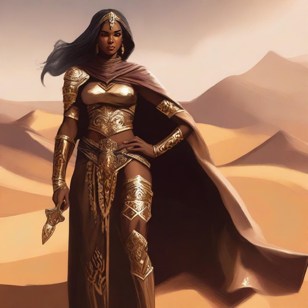 Create a concept art of a brown-skinned Arabic warrior