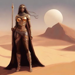 Create a concept art of a brown-skinned Arabic warrior