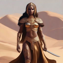 Create a concept art of a brown-skinned Arabic warrior