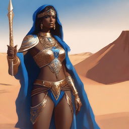 Create a concept art of a brown-skinned Arabic warrior