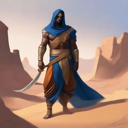 Create a concept art of a brown-skinned Arabic warrior