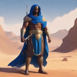 Create a concept art of a brown-skinned Arabic warrior