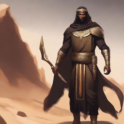 Create a concept art of a brown-skinned Arabic warrior