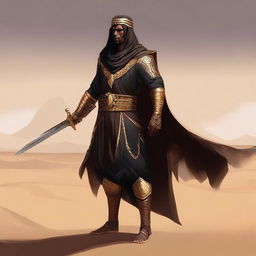 Create a concept art of a brown-skinned Arabic warrior