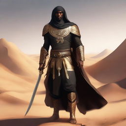 Create a concept art of a brown-skinned Arabic warrior