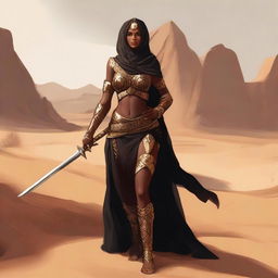 Create a concept art of a brown-skinned Arabic warrior