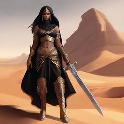 Create a concept art of a brown-skinned Arabic warrior