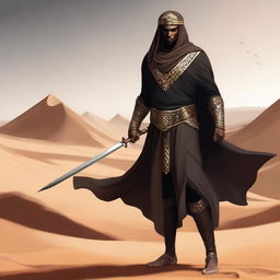 Create a concept art of a brown-skinned Arabic warrior