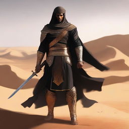 Create a concept art of a brown-skinned Arabic warrior