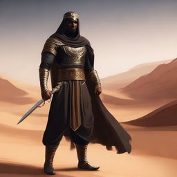 Create a concept art of a brown-skinned Arabic warrior