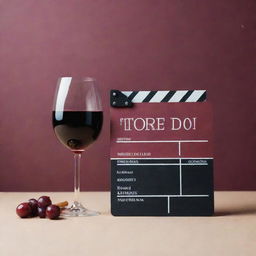 An Instagram promotional post featuring a short film concept, utilizing wine colors as the principal theme. Include film reel, clapperboard, and artistic typography