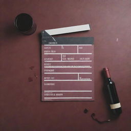 An Instagram promotional post featuring a short film concept, utilizing wine colors as the principal theme. Include film reel, clapperboard, and artistic typography