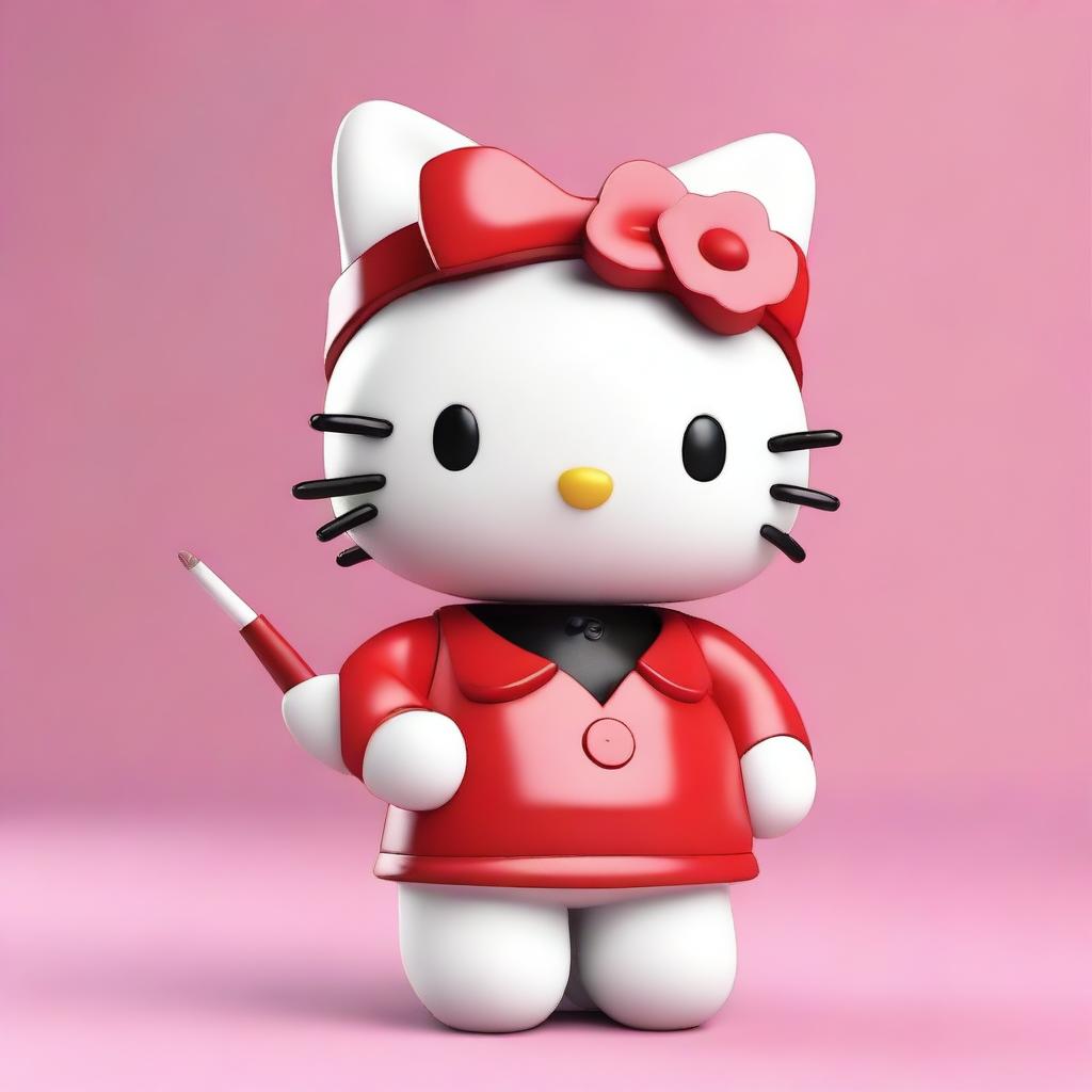 A 3D Hello Kitty smoking a cigarette.
