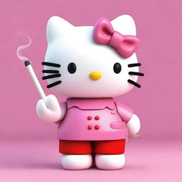 A 3D Hello Kitty smoking a cigarette.
