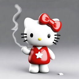 A 3D Hello Kitty smoking a cigarette.