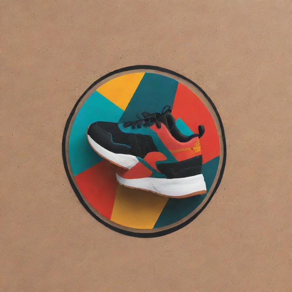 Design an energetic and bold logo for a sneaker brand, incorporating the slogan 'Pisando Fuerte' in a way that captures the spirit of strength and determination.