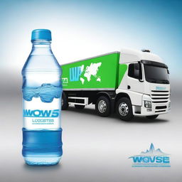 Create an album cover for a logistics company specializing in water bottle transportation called 'Wowsis Logistics'