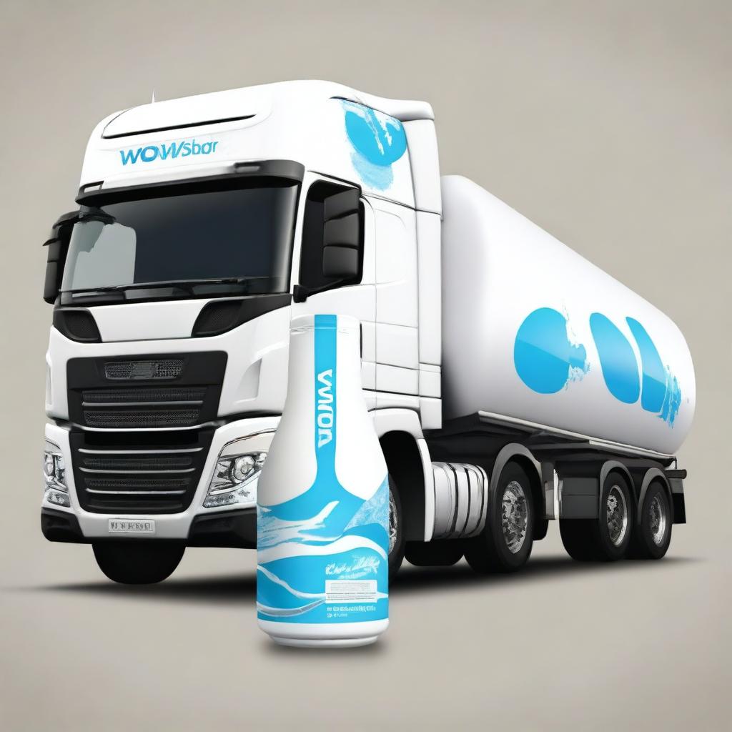 Create an album cover for a logistics company specializing in water bottle transportation called 'Wowsis Logistics'