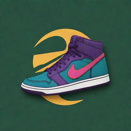 A striking logo for a sneaker brand featuring the phrase 'pisando fuerte' implying durability and strength. Incorporate a sturdy, dynamic sneaker design with bold, vibrant colors.