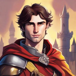 A non-realistic D&D painting style art of Jacob Elordi smiling with a raised eyebrow