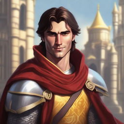 A non-realistic D&D painting style art of Jacob Elordi smiling with a raised eyebrow