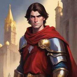 A non-realistic D&D painting style art of Jacob Elordi smiling with a raised eyebrow