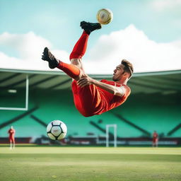 A man performing an impressive bicycle kick