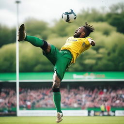 A man performing an impressive bicycle kick