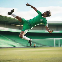 A man performing an impressive bicycle kick