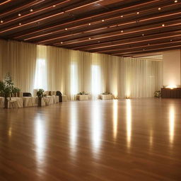 A simple yet elegant hall with tasteful decorations and soft, ambient lighting