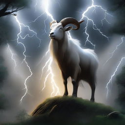 A 2D illustration of a forest goat being punished by the gods