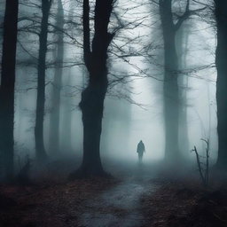 Create a front cover for a horror book titled 'A Step Into The Unknown'
