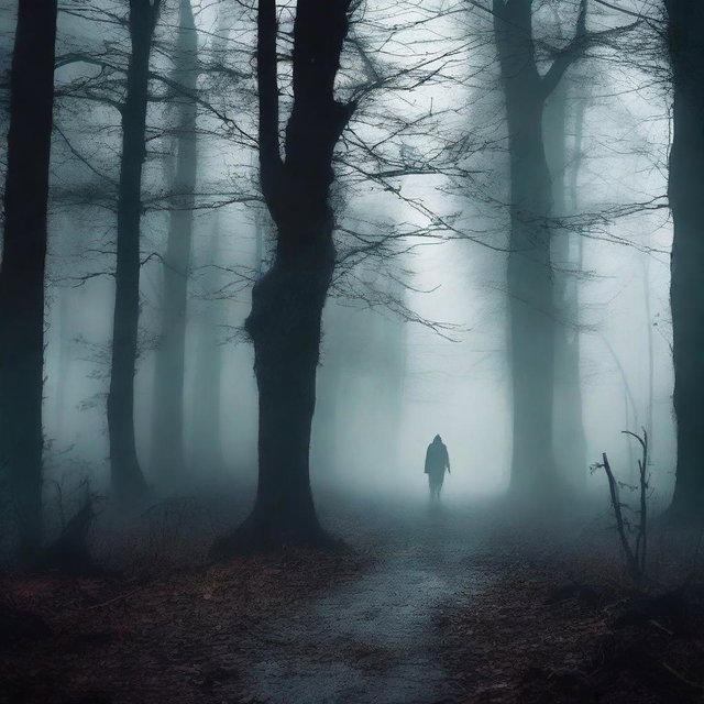 Create a front cover for a horror book titled 'A Step Into The Unknown'
