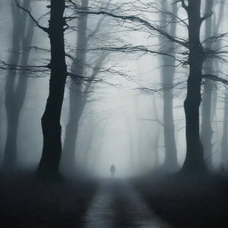 Create a front cover for a horror book titled 'A Step Into The Unknown'
