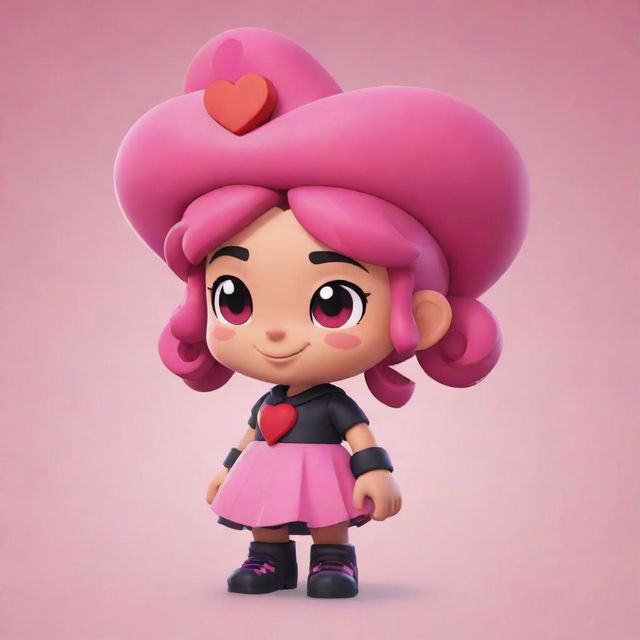 Valentine's day-themed skin for the character Lola from Brawl Stars, featuring red and pink colors, heart motifs, and a loving aura.