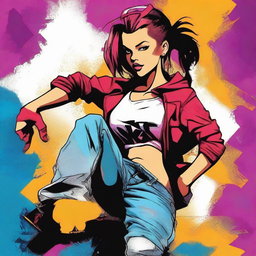 Create a poster for 'Nasty Girl' featuring a bold and confident female character in a dynamic and edgy pose