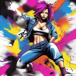 Create a poster for 'Nasty Girl' featuring a bold and confident female character in a dynamic and edgy pose