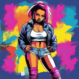 Create a poster for 'Nasty Girl' featuring a bold and confident female character in a dynamic and edgy pose