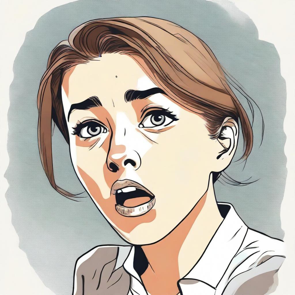 A young woman with an expression of surprise and awe on her face