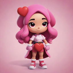 Lola from Brawl Stars character skin, reimagined in a Valentine's Day theme, adorned with heart motifs, red and pink colors and romantic elements.