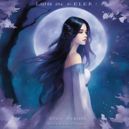 The cover features a hauntingly beautiful scene with a young woman standing in front of a massive full moon