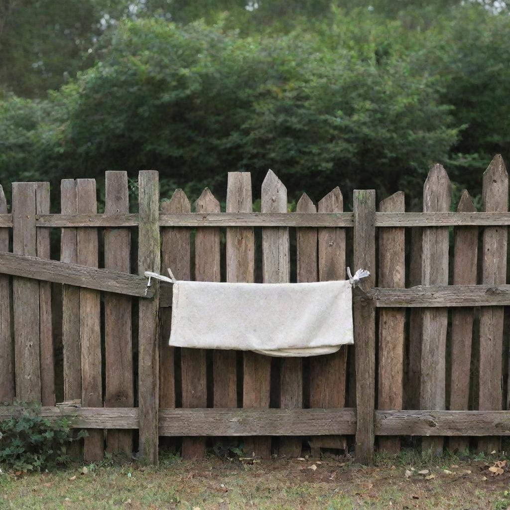 A rustic wooden fence with a quaint baby crib nearby.