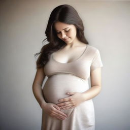 A realistic image of a pregnant girl